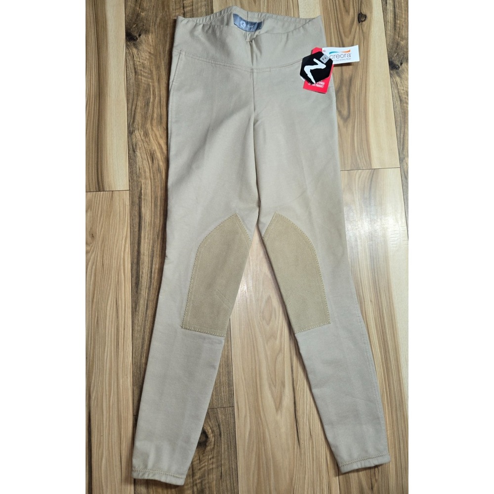 Horze Equestrian Knee Patch Pants Womens Tan Size 26 Pull On Breeches‎ NWT